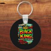 Black King Man Of God Strong Leader Melanin Black キーホルダー (正面)