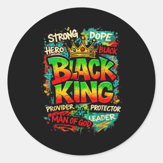 Black King Man Of God Strong Leader Melanin Black  ラウンドシール (正面)