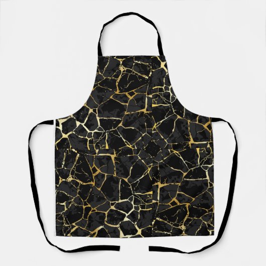Black Kintsugi Gold Vein  エプロン (正面)