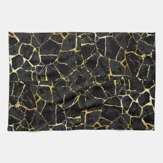 Black Kintsugi Gold Vein  キッチンタオル