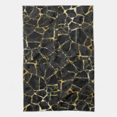 Black Kintsugi Gold Vein  キッチンタオル (縦)