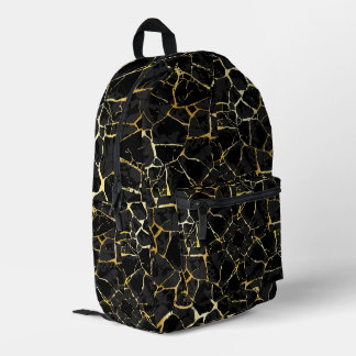 Black Kintsugi Gold Vein  プリントバックパック