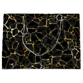 Black Kintsugi Gold Vein  ラージペーパーバッグ (正面)