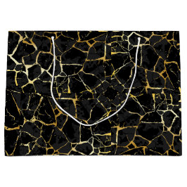 Black Kintsugi Gold Vein  ラージペーパーバッグ