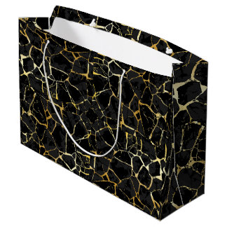 Black Kintsugi Gold Vein  ラージペーパーバッグ