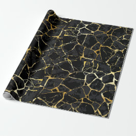 Black Kintsugi Gold Vein Wrapping Paper ラッピングペーパー