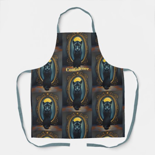 Black Kitten to Panther Confidence Apron 🐱➡️🖤 エプロン (正面)