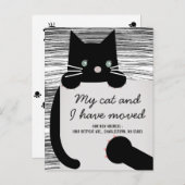 Black Kitty Cat Whiteお知らせ 案内ポストカード (正面/裏面)