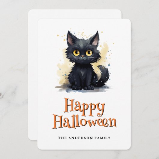Black Kitty Happy Halloween Card シーズンカード (正面/裏面)