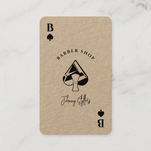 Black kraft Ace of spades barber shop 名刺 (正面)