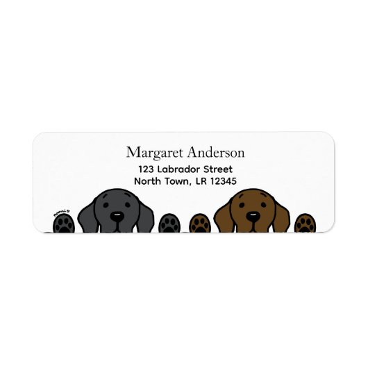 Black LabとChocolate Lab Watching ラベル (正面)