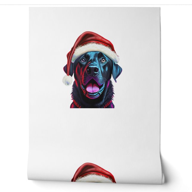 Black Lab Christmas魔法_サンタハットのラブラドール 壁紙 (ほどく)