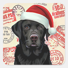 Black lab christmas スクエアシール
