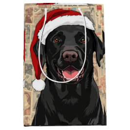 Black lab christmas ミディアムペーパーバッグ