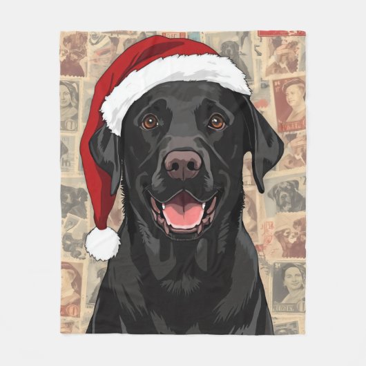 Black lab christmas blanket フリースブランケット (正面)