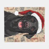 Black lab christmas blanket フリースブランケット (正面(横))