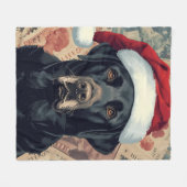 Black lab christmas blanket フリースブランケット (正面(横))