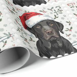 Black lab christmas gift wrap ラッピングペーパー