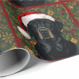 Black lab christmas gift wrap ラッピングペーパー