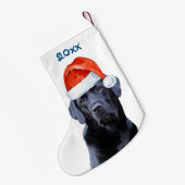 Black Lab Christmas - Santa Dogかわいいラブラドール スモールクリスマスストッキング (裏面 (吊り時))
