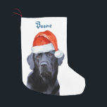 Black Lab Christmas - Santa Dogかわいいラブラドール スモールクリスマスストッキング<br><div class="desc">家飾は、この愛らしいサンタドッグのブラックラボクリスマスストッキングと一致する装飾と一緒に今年のホリデーシーズンあなたの生活の中で特別な子犬を壊す。この黒パーソナライズされたいラブラドールのクリスマスストッキングはラブラお気に入りのドール愛好家の間で行われる。ストッキングは両面で、前面と背面に名前を付けてパーソナライズされる。ブラックラボのクリスマスカード、ホームデコール、ギフトのコレクションを参照する。COPYRIGHT © 2020 Judy Burrows,  Black Dog Art - All Rights Reserved</div>