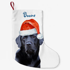 Black Lab Christmas - Santa Dogかわいいラブラドール スモールクリスマスストッキング