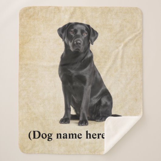 Black Lab Dad Personalized Dog Blanket シェルパブランケット (正面)