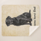 Black Lab Dad Personalized Dog Blanket シェルパブランケット (正面(横))