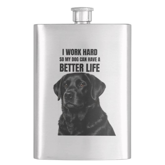Black Lab Dog Dad Flask フラスク (正面)