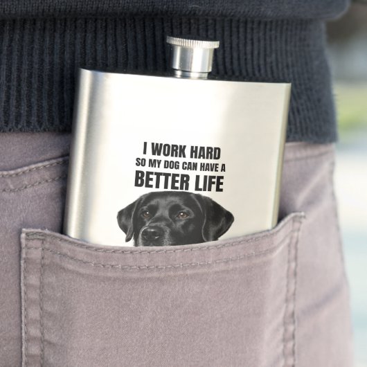Black Lab Dog Dad Flask フラスク (インサイチュ)