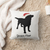 Black Lab Dog with Christmas Santa Hat クッション (ブランケット)