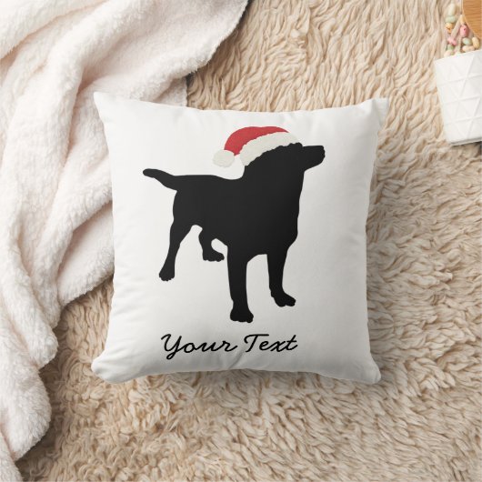 Black Lab Dog with Christmas Santa Hat クッション (ブランケット)