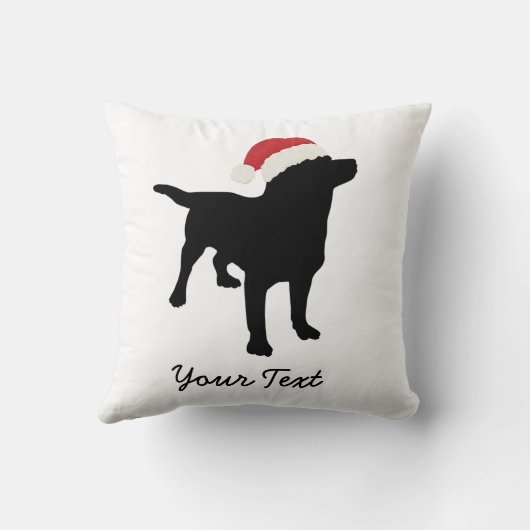 Black Lab Dog with Christmas Santa Hat クッション (裏面)