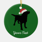 Black Lab Dog with Christmas Santa Hat セラミックオーナメント (正面)