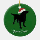 Black Lab Dog with Christmas Santa Hat セラミックオーナメント (裏面)