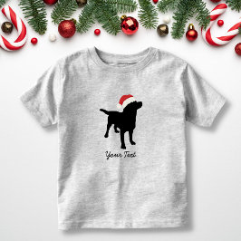 Black Lab Dog with Christmas Santa Hat トドラーTシャツ