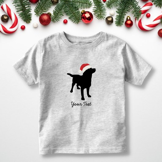Black Lab Dog with Christmas Santa Hat トドラーTシャツ