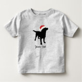 Black Lab Dog with Christmas Santa Hat トドラーTシャツ (正面)