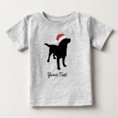 Black Lab Dog with Christmas Santa Hat ベビーTシャツ (正面)