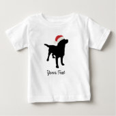 Black Lab Dog with Christmas Santa Hat ベビーTシャツ (正面)