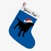 Black Lab Dog with Christmas Santa Hat ラージクリスマスストッキング (正面 (吊り時))
