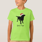 Black Lab Dog with Christmas Santa Hat Tシャツ (正面)