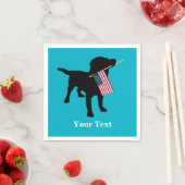 Black Lab Dog with USA American Flag, 7月4日 スタンダードカクテルナプキン (インサイチュ)