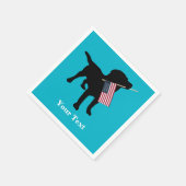 Black Lab Dog with USA American Flag, 7月4日 スタンダードカクテルナプキン (角)