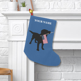 Black Lab Dog with USA American Flag, 7月4日 スモールクリスマスストッキング