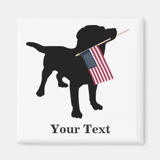 Black Lab Dog with USA American Flag, 7月4日 マグネット (正面)