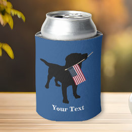 Black Lab Dog with USA American Flag, 7月4日 缶クーラー
