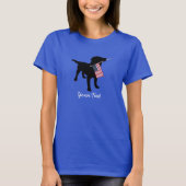 Black Lab Dog with USA American Flag, 7月4日 Tシャツ (正面)