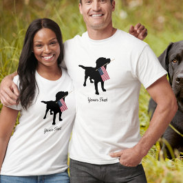 Black Lab Dog with USA American Flag, 7月4日 Tシャツ