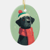 Black Lab Holiday Keepsake セラミックオーナメント (裏面)